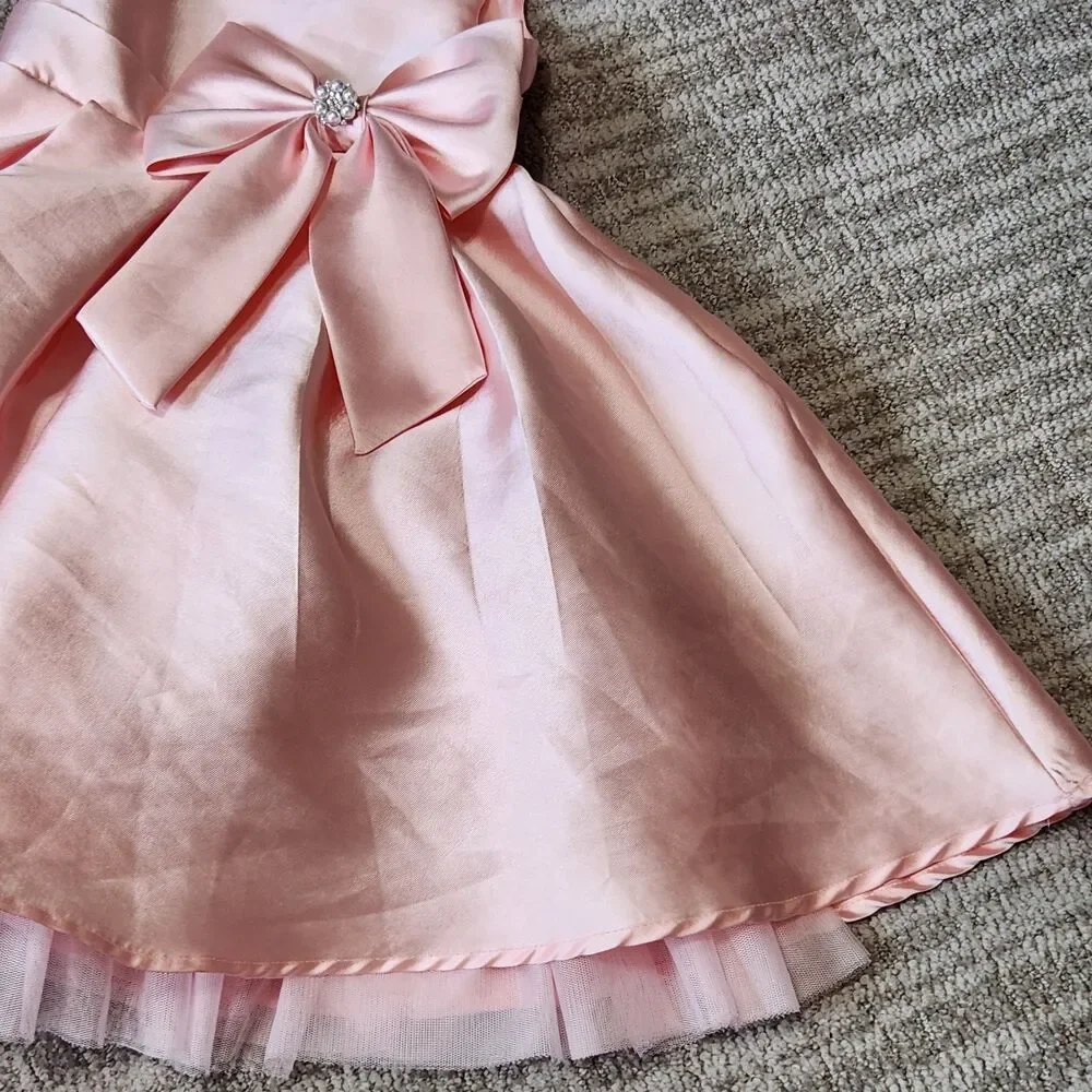 Rare Editions special occasion satin fit & flare sleeveless dress pink size 5